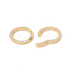 Rack-Plattierung Messing Micro Pave Clear Kubisch Zirconia Spring Gate Ring&nbsp;ZIRC-C040-25G