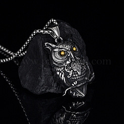Collares con colgantes de animales de acero inoxidable 304 vintage para hombre&nbsp;WG6A848-03