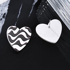 Pendientes de botón con estampado acrílico de corazón para mujer&nbsp;EJEW-G418-01E