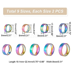 18 anillo de dedo de banda ancha de acero inoxidable de 9 estilos para mujeres y hombres&nbsp;RJEW-UN0002-53M