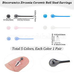 5 paio di orecchini a bottone in zirconia bioceramica ipoallergenica e 5 colori per orecchie sensibili&nbsp;EJEW-BBC0001-42A