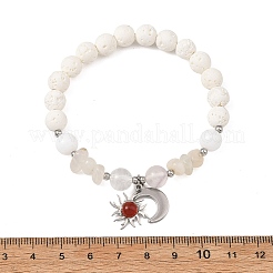 Bracelets extensibles en éclats de pierre de lune blanche naturelle&nbsp;BJEW-JB14300