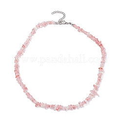 Collana con perline di vetro sintetico al quarzo ciliegia&nbsp;NJEW-JN04615-02