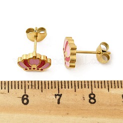 Boucles d'oreilles à tige en acier inoxydable 304 et émail&nbsp;STAS-E502-01G-04