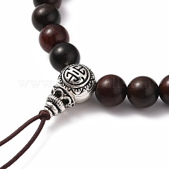 Fabrication de bracelets extensibles en bois de bijoux bouddhistes&nbsp;BJEW-JB05786-01