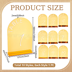 10 Stück 10 Stile Nummer 1~10 Acryl Tischkarten&nbsp;AJEW-WH0752-349