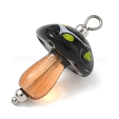 Pendentifs en acier inoxydable 304 avec travail du verre soufflé artisanal à la flamme.&nbsp;LA-CBA4231-01D-P