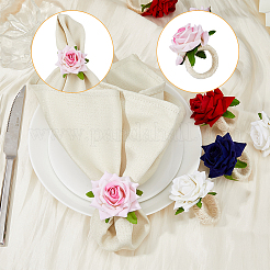 8 Stück Serviettenringe aus Polyseter mit künstlichen Rosen im 4-Stil&nbsp;DJEW-HY0001-02