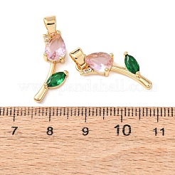 Pendentifs avec zircon cubiques à micro-pavés en laiton&nbsp;KK-A284-13G-02