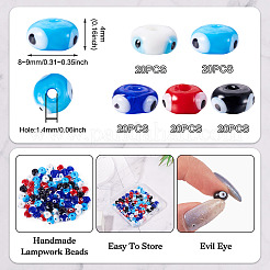 100 filo di perline di lampwork fatte a mano con malocchio&nbsp;LAMP-TA0001-88A