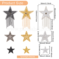 9 Stück 9-Sterne-Hotfix-Strass&nbsp;DIY-FG0003-84