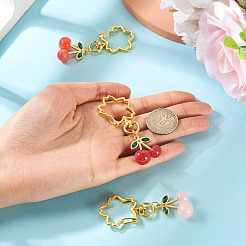 3 pendentif décoratif en résine de cerise avec strass et poudre pailletée&nbsp;HJEW-TAC0092