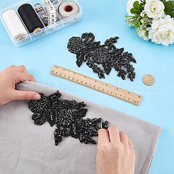 1 paio di ornamenti in stoffa ricamati con perline di fiori e accessori&nbsp;DIY-FG0010-47B