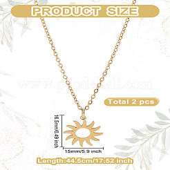 1 collier pendentif soleil en acier inoxydable 304&nbsp;NJEW-LP0001-47