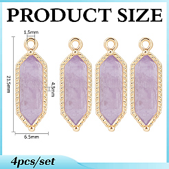 4 Stück sechseckige Anhänger aus natürlichem Amethyst mit Facettenschliff&nbsp;KK-BC0015-92A-G