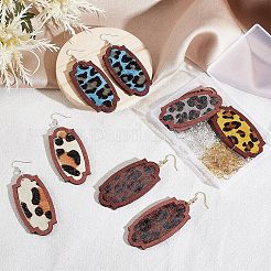 Kit de fabrication de boucles d'oreilles pendantes rectangulaires à motif léopard&nbsp;DIY-OC0009-49