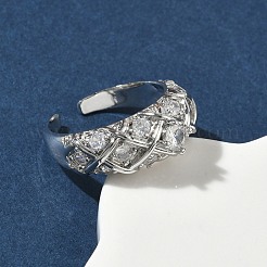 Messing Micro Pave Zirkonia Manschette offene Ringe&nbsp;RJEW-C163-24P