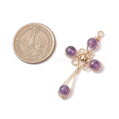 4 pièce 4 styles pendentifs en améthyste naturelle et cornaline (teintes et chauffées) et aventurine verte et œil de tigre&nbsp;PALLOY-TA00326