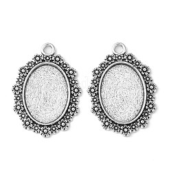 Supports de lunette cabochon de pendentif en alliage de style tibétain&nbsp;TIBEP-O006-03AS