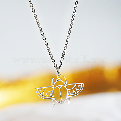 Colliers avec pendentif tête de scarabée creuse en acier inoxydable 304 anti-ternissement&nbsp;DN8143-2