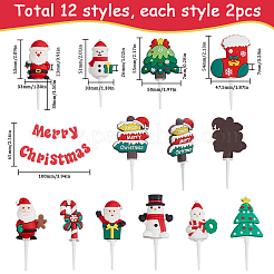 24 pièce de 12 styles de décorations de gâteaux de Noël en plastique&nbsp;AJEW-SC0003-53A