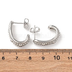 J-förmige Ohrstecker aus Messing mit Mikropavé und klarem Zirkonia&nbsp;EJEW-B153-18P