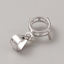 Engaste de cabujón con colgante de bisel trasero abierto de plata de ley con baño de rodio&nbsp;STER-WH0004-018A