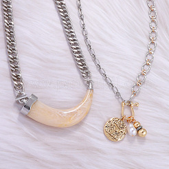 Colliers à double couche avec pendentif en corne de résine&nbsp;FS-WGDE545-02
