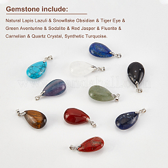 10pcs 10 pendentifs de pierres précieuses naturelles et synthétiques de style&nbsp;G-NB0002-57