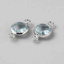 Facettierte Verbindungsanhänger aus Glas&nbsp;GLAA-WH0031-48C-1
