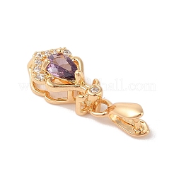Goldene Messing Micro Pave klare Zirkonia Eispickel KlemmKlaue&nbsp;X-KK-B100-049G-02