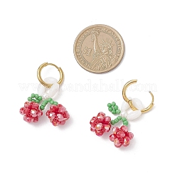 Pendientes de aro tipo huggie de acero inoxidable 304 color cereza&nbsp;EJEW-TA00772