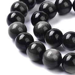 Natürliche silberne Obsidianperlenstränge&nbsp;X-G-D083-01A