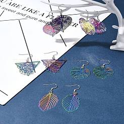 DIY Blatt 201 Edelstahl geätzte Metallverzierungen baumelnde Ohrring Schmuckherstellung Kits&nbsp;DIY-FS0007-45