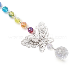 Chakra-Glasperlen und hängende Schmetterlings-Sonnenfänger aus Messing&nbsp;HJEW-JM04683