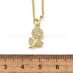 Messing-Halsketten mit Mikropflaster und klarem Zirkonia-Blumenanhänger für Damen&nbsp;NJEW-A039-01B-G