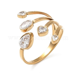 Anelli aperti a bracciale in acciaio inossidabile 304 con pavé di zirconi cubici per donna&nbsp;CU-CBAD24F-02A-G