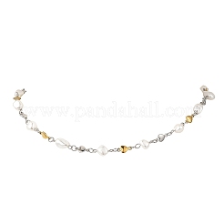 Collares con cuentas de perlas de concha y cadenas de eslabones en forma de corazón de acero inoxidable 304.&nbsp;NJEW-JN06363
