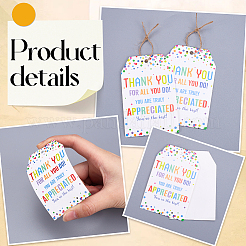 100 pz di biglietti di auguri rettangolari a tema compleanno con kit di cordino di iuta da 20 m&nbsp;DIY-SP0003-89B