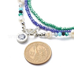 Set di collane con perline di semi di vetro e perle naturali in stile 3 pz 3&nbsp;NJEW-JN03961