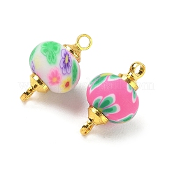 Handgemachte florale Rondell-Verbinder-Charms aus Polymer Clay&nbsp;CLAY-I012-06G