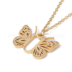 Collar con colgante de letra inicial con mariposa&nbsp;NJEW-C026-01G-U
