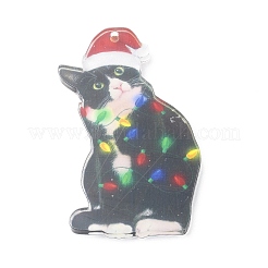 Décoration de pendentif en acrylique en forme de chat de noël&nbsp;HJEW-E007-01G-07