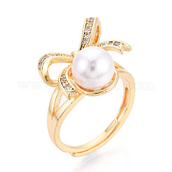 Verstellbare Ringfassungen aus Messing mit Mikropflaster und klarem Zirkonia&nbsp;KK-T076-27G