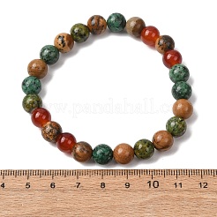 Bracelets extensibles en perles de jaspe naturel&nbsp;BJEW-P398-01D
