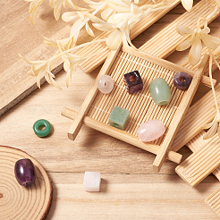 9 Stück 9 Stil natürliche grüne Aventurin & Rosenquarz & Amethyst europäischen Perlen&nbsp;G-FW0001-21