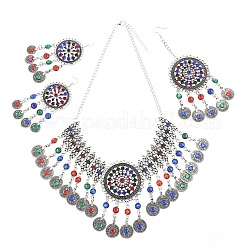 Böhmische Legierung Strass Hohlmünze Quaste Halsketten & baumeln Ohrring-Sets&nbsp;FS-WG9BDB1-02