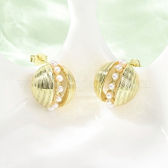 Boucles d'oreilles à tige rondes en laiton&nbsp;EJEW-D351-01G