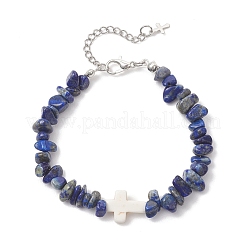 Bracciali con perline di lapislazzuli naturali e turchese sintetico per donna&nbsp;BJEW-JB13230