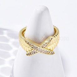 Anelli per polsini da donna in ottone con micro pavé di zirconi trasparenti&nbsp;RJEW-U043-08G